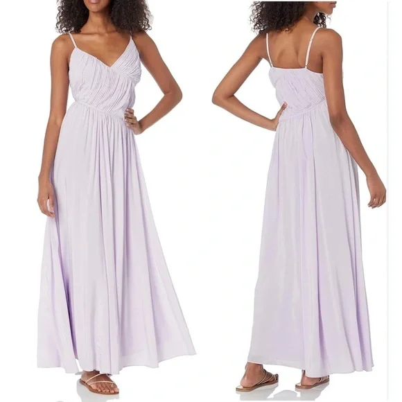 Trina Turk Women's Asymmetrical Pleated Cherry Grove Purple Maxi Dress Medium - Picture 2 of 14